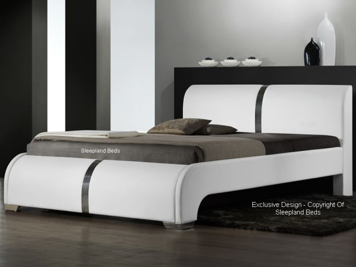 Modern Leather Bed White Faux, White Faux Leather Single Bed