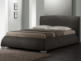 Napoli Modern Brown Faux Leather Bed Frame - 5ft Kingsize