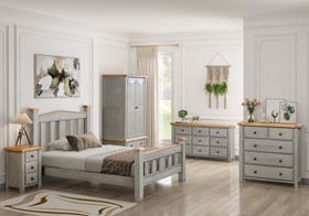 New York Grey Oak Bedroom Furniture - Bedside - Chest Of Drawers