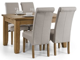 Oak Extending Alprina Dining Table - With 4 or 6 Scrolled Fabric Chairs