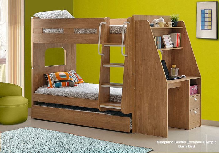 Olympic Bunk Bed With Desk And Guest, Loft Bed With Bookcase And Desk Uk