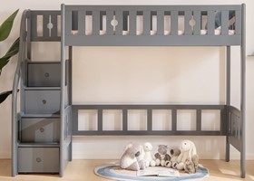 Paddington Dream Grey Highsleeper Bed With Stairs - Drawers