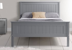 Parmone Grey Traditional Panelled Wooden Bed Frame - 4ft6 Double