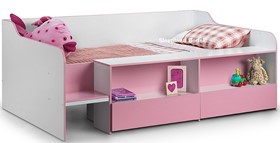 Pink Low Sleeper Star Cabin Bed - Daybed Style With Drawers Shelves