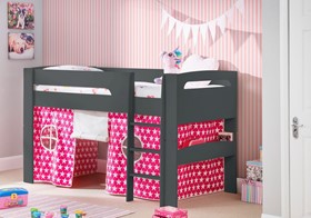 Planet Midsleeper Bed With Pink Tent - Anthracite Grey