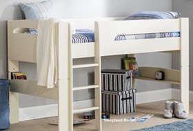 Planet White Childrens Midsleeper Bed With Open Space And Shelves