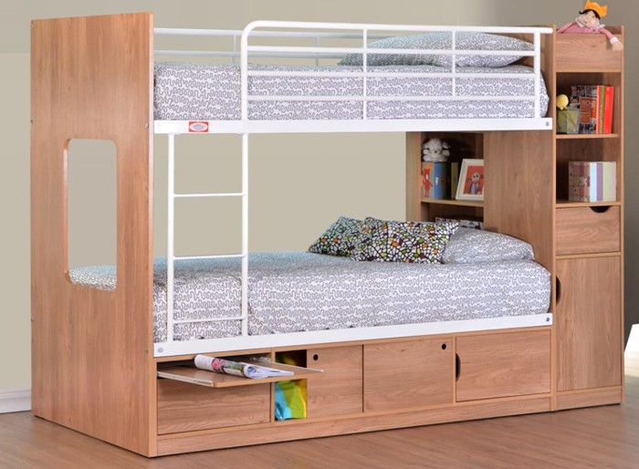 Platinum Storage Bunk Beds In Oak, Wooden Bunk Beds With Storage Uk