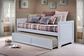 Regal White Wooden Bed Frame With Trundle Guest Bed - 3ft Single