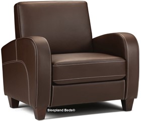 Rivio Brown Faux Leather Armchair With Contrast Stitching