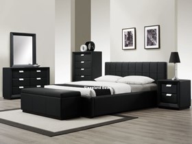 Rossi Black Faux Leather Bed Frame - 5ft Kingsize