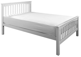 Sandra White Wooden Bed Frame With High Footend - 4ft Small Double