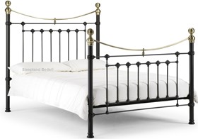Satin Black And Brass Metal Varia Bed Frame - 4ft6 Double