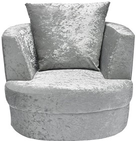 Signature Bliss Small Swivel Chair Upholstered In Silver Crushed Velvet