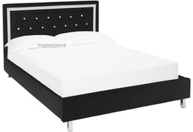 Signature Crystalle Black Faux Leather Bed Frame With Diamante - Double