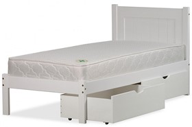 Single White Wooden Bed Frame With Two Drawers - 3ft Single