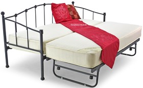 Small Single Black Metal Petal Day Bed With Guest Bed Trundle