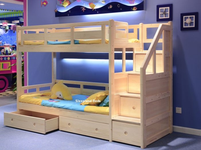 Luxury Solid Pine Bunk Bed Sleepland Beds, Single Bunk Bed With Storage