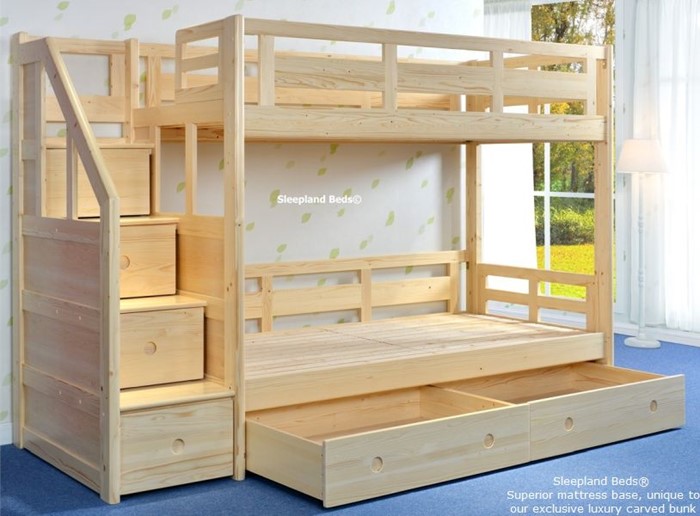 Luxury Solid Pine Bunk Bed Sleepland Beds, Solid Wooden Bunk Beds Uk
