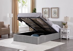 Spectrum Grey Fabric Ottoman Bed - 4ft6 Double