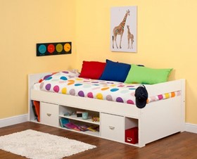 Stompa Cabin Bed | White Wooden Uno Childrens Storage Bed