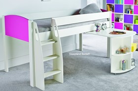 Stompa Uno S1 Pink Midsleeper Bed With Pullout Desk