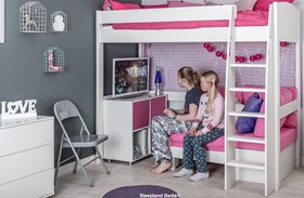 Stompa Uno S20 High Sleeper - Pink Corner Sofa Bed - Storage Cube