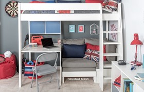 Stompa Uno S23 High Sleeper - Hutch - Desk - Grey Sofa Bed