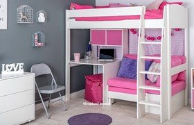 Stompa Uno S23 High Sleeper -  Hutch - Desk - Pink Sofa Bed