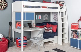 Stompa Uno S23 Highsleeper - Hutch - Desk - Blue Sofa Bed