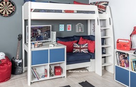 Stompa Uno S24 Highsleeper - Cube Storage - Desk - Blue Sofa Bed