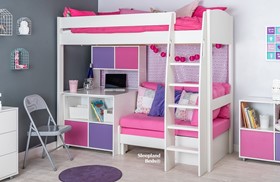 Stompa Uno S26 Highsleeper - Hutch - Desk - Cube - Pink Sofa Bed