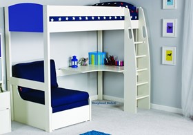 Stompa Uno S5 Blue Highsleeper Bed - Desk - Blue Sofabed