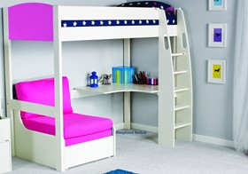 Stompa Uno S5 Pink Highsleeper - Desk - Pink Chair Bed
