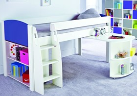 Stompa Uno S8 Blue Midsleeper Bed With Desk And Bookcase