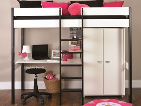 Stompa Uno Seven Nero Highsleeper Bed - Wardrobe - Desk - Shelf