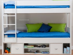 Stompa Uno Storage Bunk Bed | White Wooden Bunks with Storage