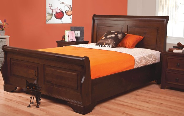Jackdaw Mahogany Wooden Sleigh Bed By, Solid Wood Mahogany Bed Frame