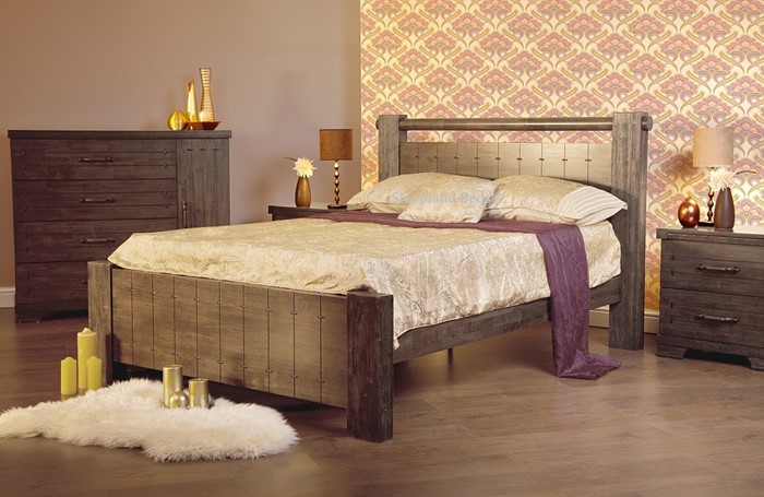 Sweet Dreams Mozart Bed Frame Dark, Rustic Wooden King Size Bed Frame