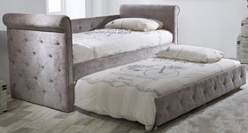 Textured Mink Velvet Fabric Alfonso Day Bed With Trundle Guest Bed