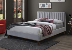 Time Living Albany Bed Frame - Light Grey Velvet Fabric - 4ft6 Double