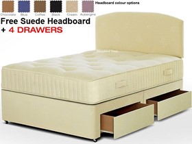 Titan 4ft Small Double Firm Divan Bed - FREE Headboard And 4 Drawers