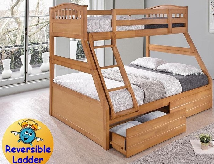 Triple Bunk Beds Single And Double, Full Size Loft Bed For Thick Mattress Uk