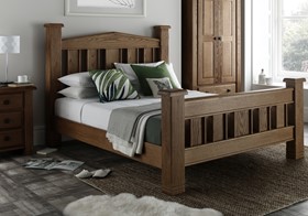 Vermont Oak Wooden Bed Frame - Chunky Solid Oak Wood - 6ft Super Kingsize