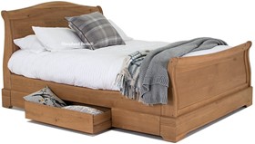 Vida Carmen Bed Frame - Oak Sleigh Bed With Two Drawers - 5ft Kingsize