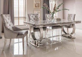 Vida Living Arianna Grey Marble Dining Table And Six Chairs - 200cm