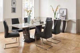 Vida Living Luciana 200cm Marble Dining Table With 8 Leather Chairs