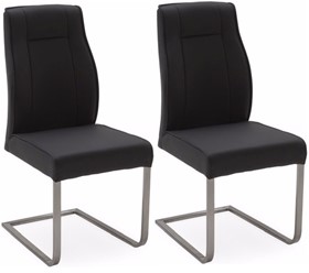 Vida Living Luciana Charcoal Leather Dining Chairs - Pair