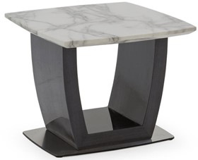 Vida Living Luciana Marble Top Lamp Table - High Gloss And Grey Marble