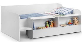 White Low Sleeper Star Cabin Bed With Drawers And Shelves