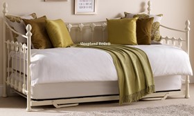 White Metal Varcelle Day Bed With Guest Bed Trundle